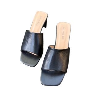 Patprimo Heeled Slip On Sandals Black Sz. 38 (7.5) Quiet Elegance Chunky